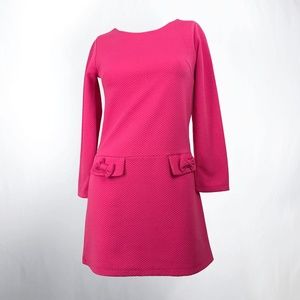 Hot Pink Mini Dress Bow Pockets XXS